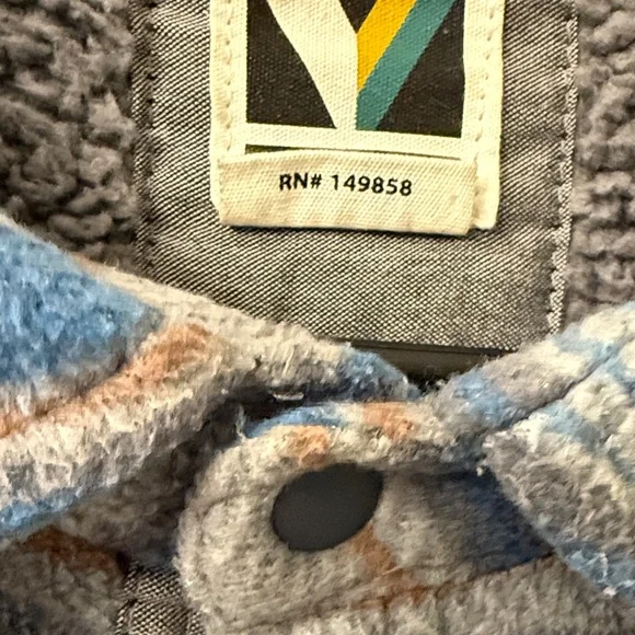 ** Volcom ** men’s Sherpa jacket voyager Striped Blue and Gray - Large Jacket - Picture 3 of 10